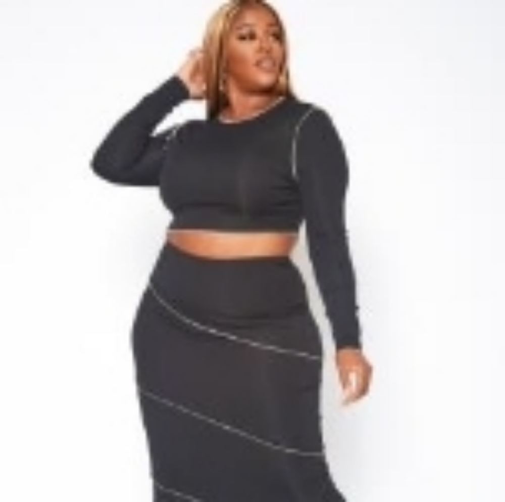 Ribbed 2pc crop top and maxi skirt set